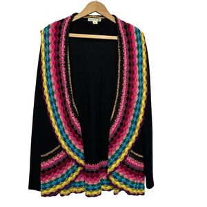 Double Zero Colorful Crochet Open Cardigan Sweater Size S